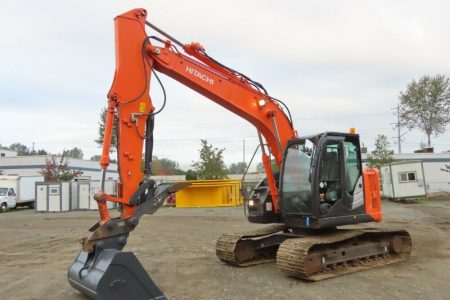 2015 Hitachi ZX135US-5B Hydraulic Excavator Cab AC Aux Hyd Thumb QC Air Conditioning