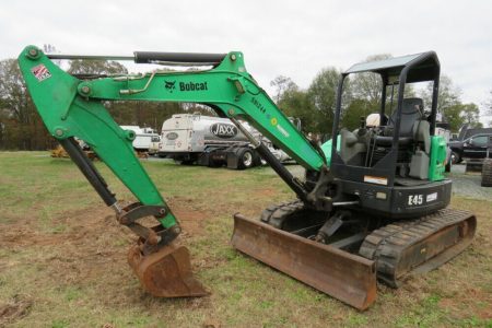 2014 Bobcat E45 Mini Hydraulic Excavator Rubber Tracks Diesel Aux Hyd Rubber Tracks