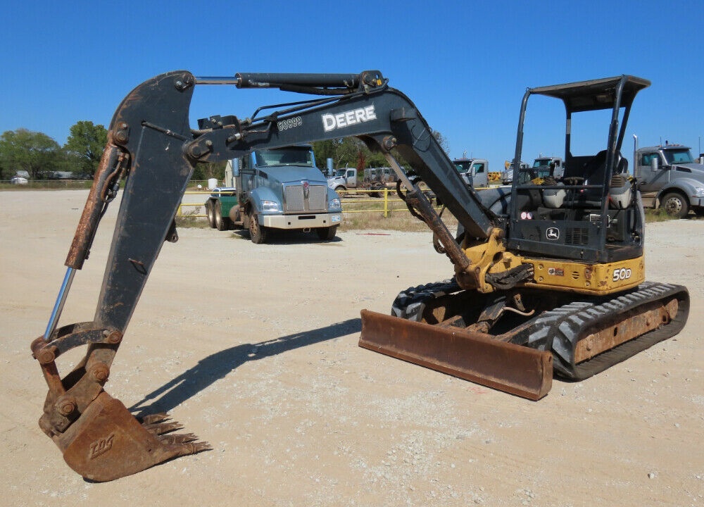 2012 John Deere 50D Mini Excavator Rubber Tracks Backhoe 24″ Digging Bucket