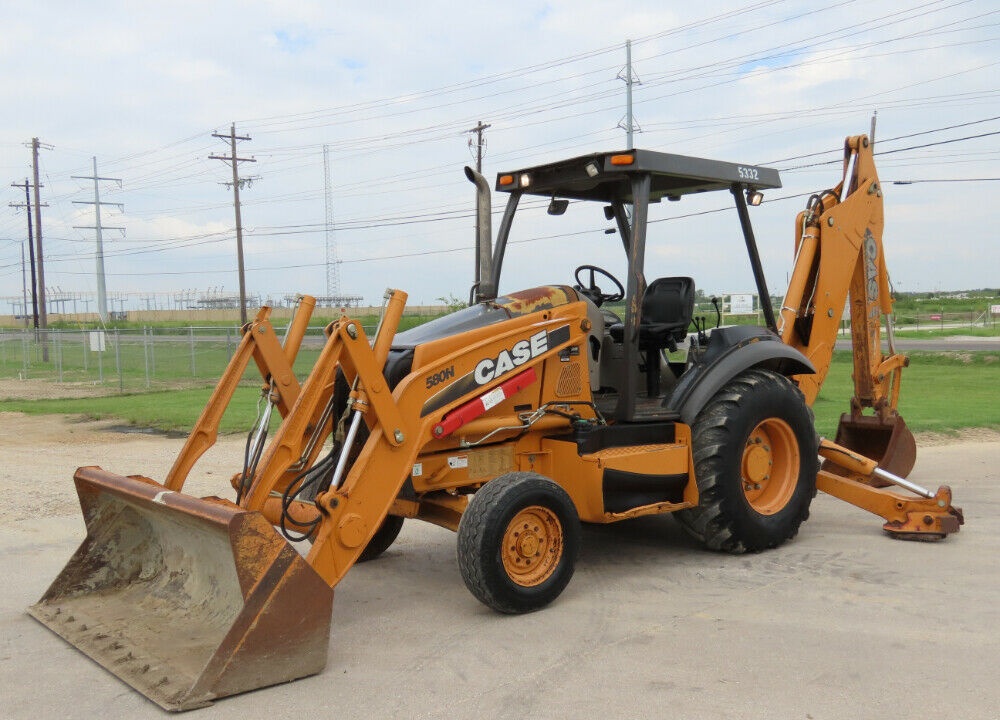 2010 Case 580N Backhoe Wheel Loader Tractor Diesel 82″ Bucket Hydraulic Outriggers with Street Pads