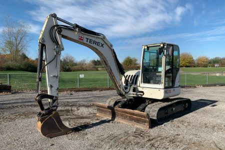 2010 Terex TC75 Mini Excavator Rubber Tracks Cab Backhoe Aux Hyd Diesel Two-Speed Travel