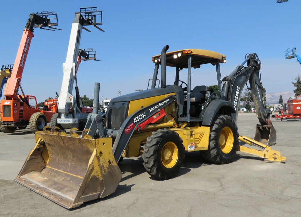 2014 John Deere 410K 4WD Backhoe Wheel Loader 4in1 E-Stick Aux Hyd