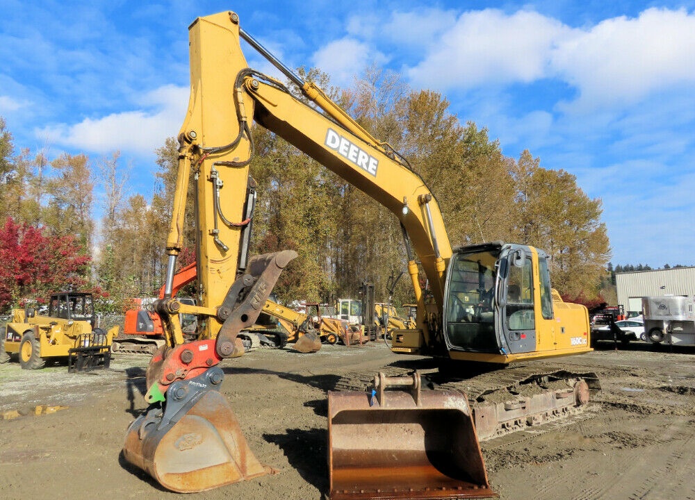 2005 John Deere 160C LC Excavator Hydraulic Thumb QC Aux AC 2-Buckets Hydraulic Thumb