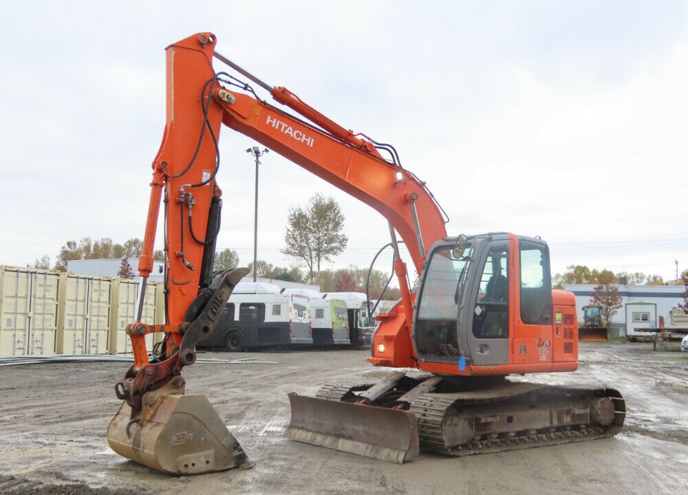 2005 Hitachi ZX135US Hydraulic Excavator Cab AC Aux Hyd Thumb QC Blade Air Conditioning