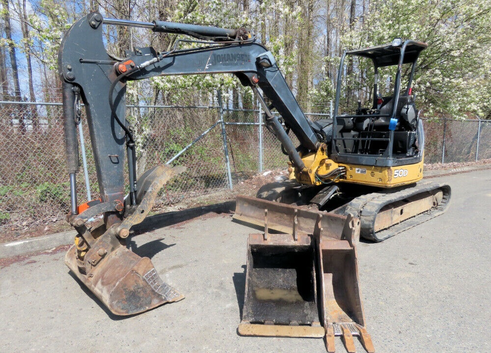 2007 John Deere 50D Mini Excavator Hydraulic Thumb Blade 3-Bkts Trackhoe 2 Speed Travel