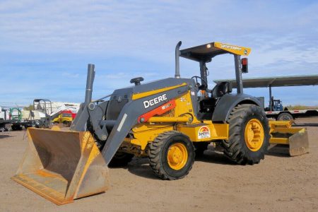 2015 John Deere 210K EP 4WD Skip Loader Box Scraper Ag Tractor Diesel 86″ Loader Bucket