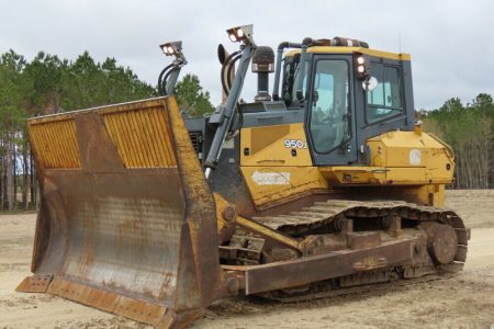 2012 John Deere 950J Crawler Dozer Cab Tractor Bull Blade 24″ Track Drawbar