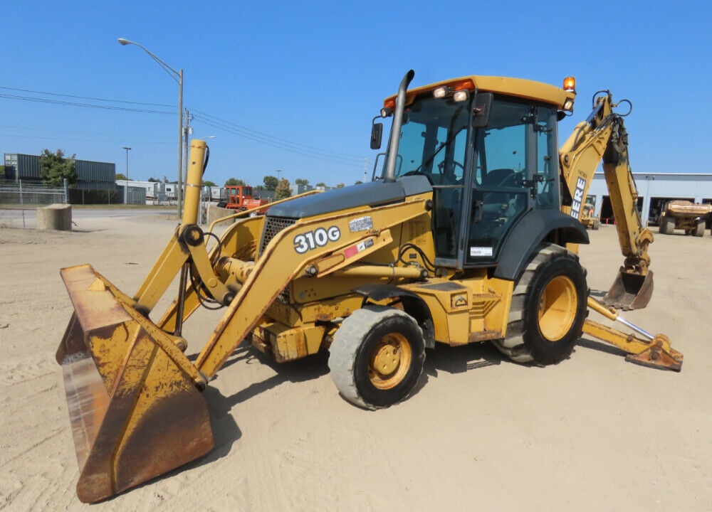 2004 John Deere 310G 4×4 Backhoe Wheel Loader Tractor Cab E-Stick Aux Flashing Beacon