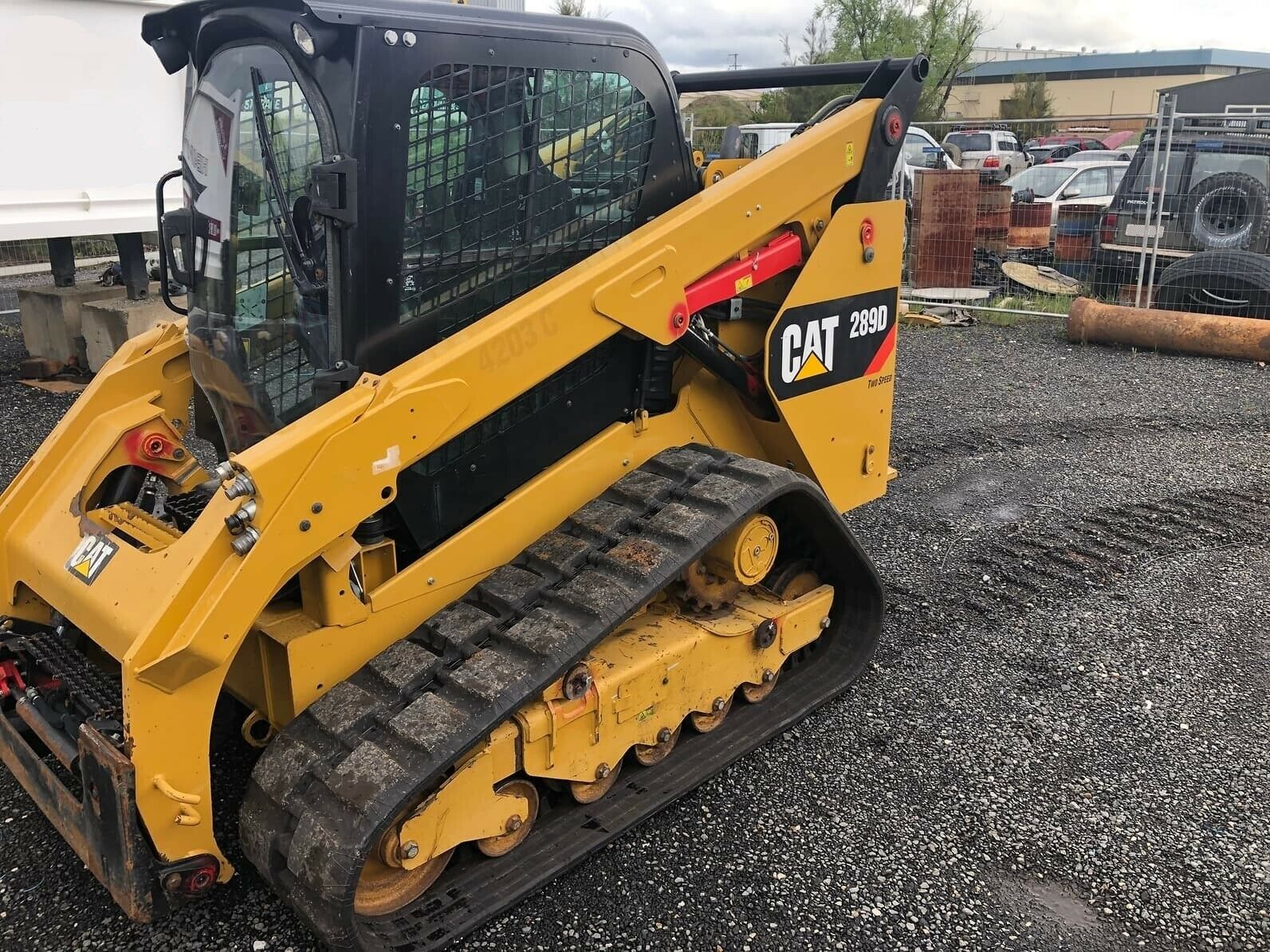 2019 Caterpillar 289D Skid Steer Enclosed Cab AC/Heat New Tracks High Flow Bucket 80″