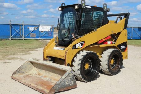 2012 Caterpillar 242B3 Skid Steer Wheel Loader A/C Cab Diesel Aux Hyd Hand and Foot Throttle