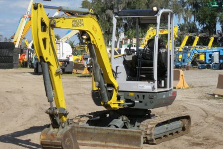 2015 Wacker Neuson EZ38 VDS Mini Excavator Rubber Tracks Cab Backhoe Two Speed Travel