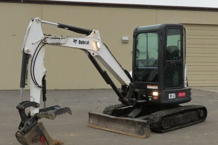 2015 Bobcat E35 Mini Excavator Backhoe Rubber Tracks Hyd Thumb Cab A/C Travel Alarm