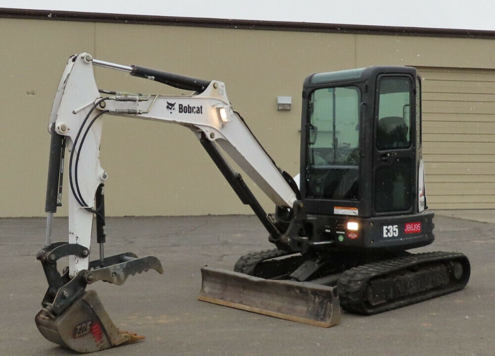 2015 Bobcat E35 Mini Excavator Backhoe Rubber Tracks Hyd Thumb Cab A/C Travel Alarm