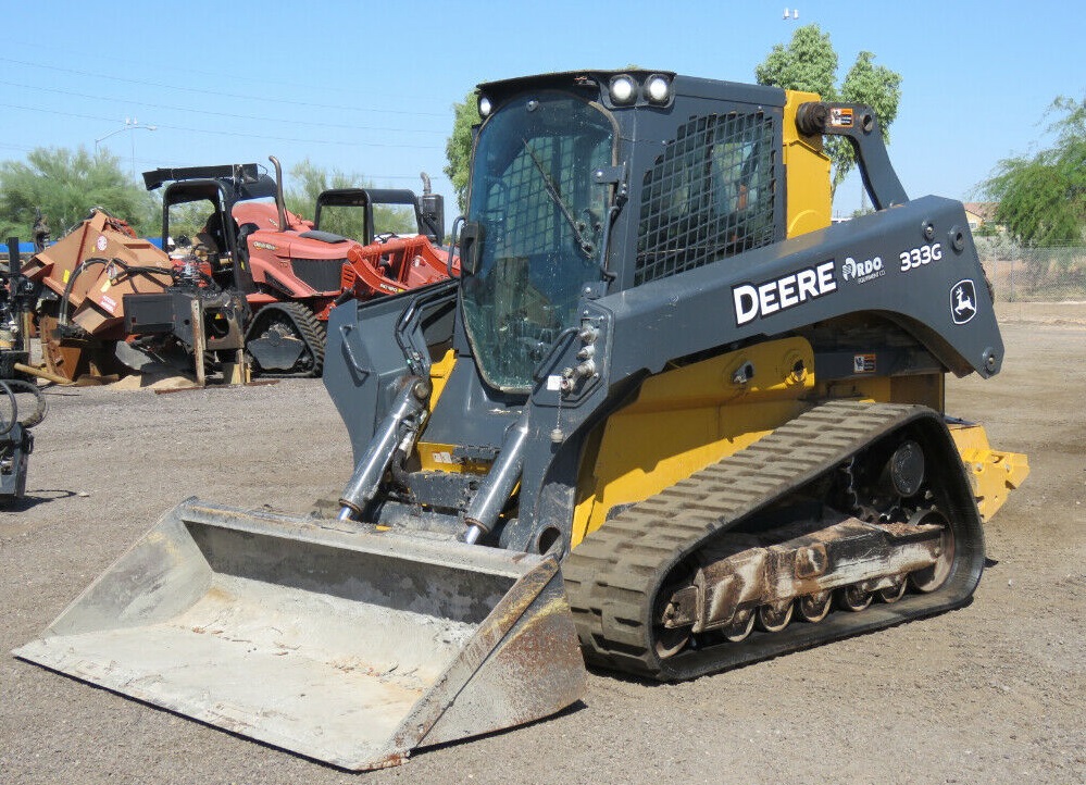 2018 John Deere 333G Skid Steer Track Loader Cab Hi-Flow Aux AC Diesel Universal Quick Coupler