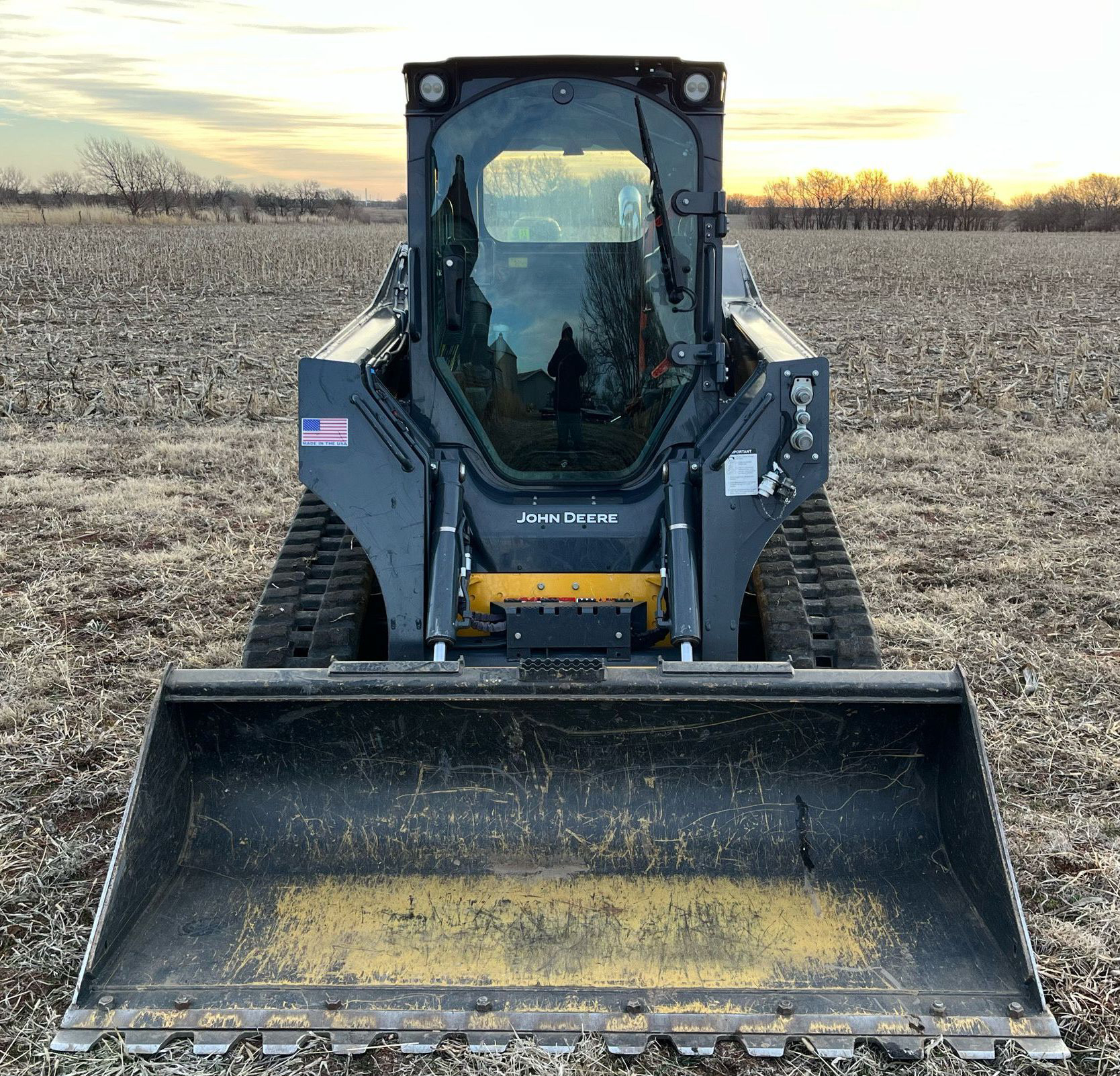 2019 John Deere 325G Skid Steer Track Loader Cab Aux Hyd AC QC Bucket